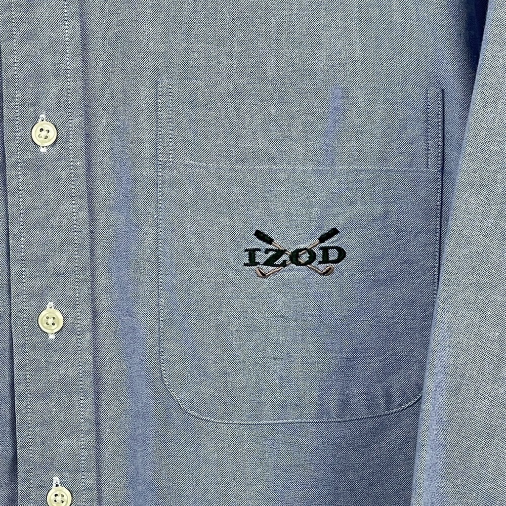 Vintage IZOD Golf Button Down Oxford Shirt Men’s LARGE Blue Long Sleeve Logo - Picture 3 of 11